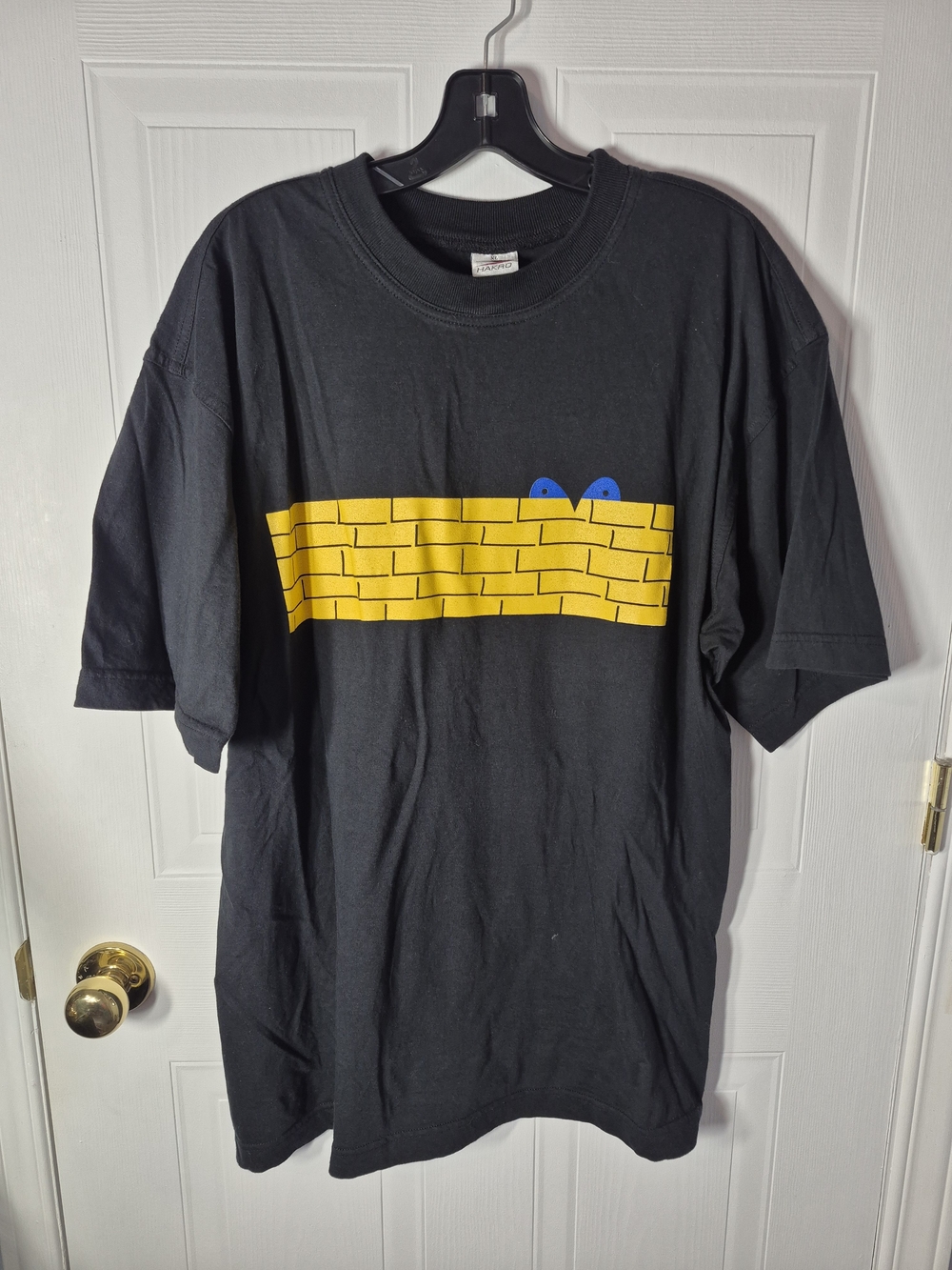 Vintage Art Museum Graphic Tee Black XL Boxy Hakro Germany Brick Wall Eyes